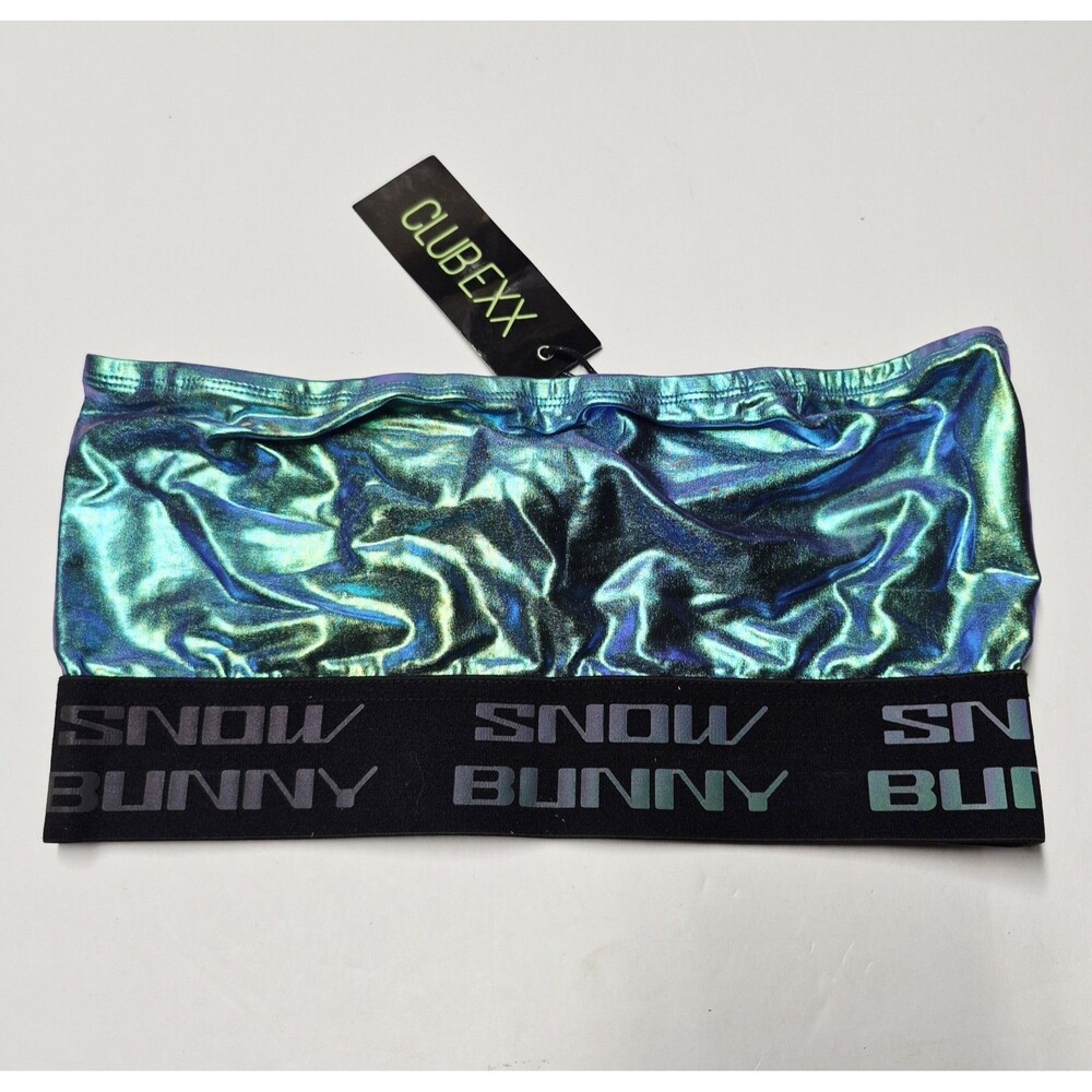 Club Exx Snow Bunny Metallic Iridescent Rave Tube Top Bandeau Small Dolls Kills